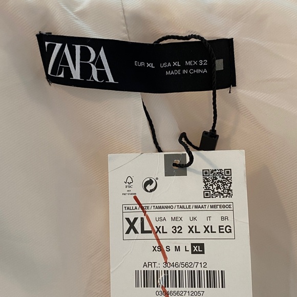 NWT Zara Ecru Double Breasted Long Blazer Coat Jacket, Size XL - Picture 14 of 17
